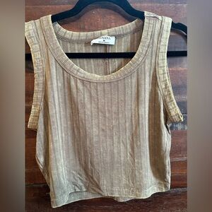 Zenana Striped Crop Tank Mocha distressed